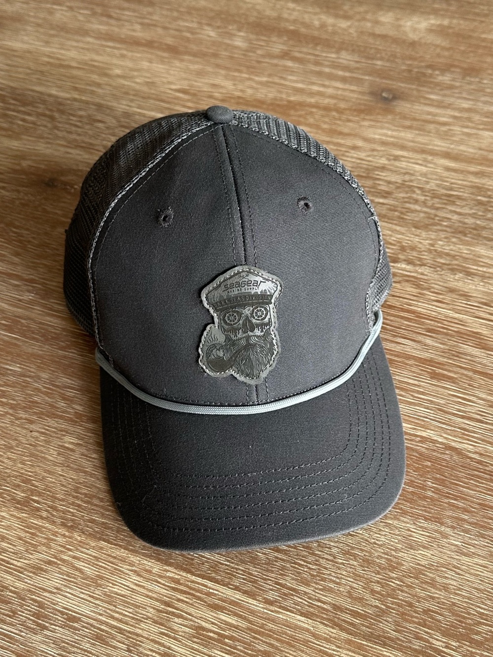 Men’s Legacy Seagear Sea Captain Gray Mesh Trucker Cap with Grey Rope Trim